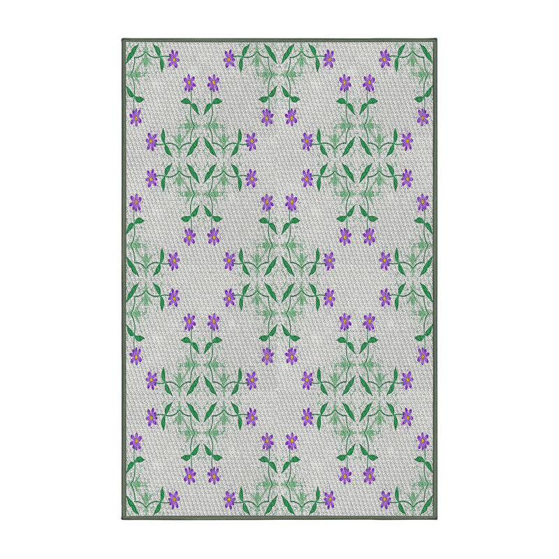 Tapis vert/mauve tissé à la machine, Rectangle 8 pi x 12 pi