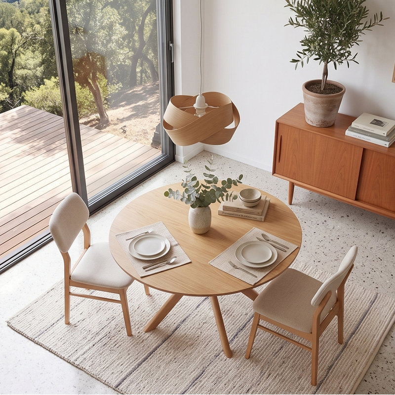 Solid Wood Dining Set, 3 Pieces: Table, 2 Chairs