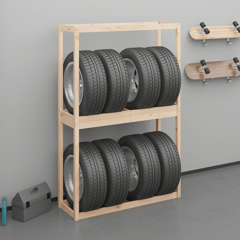 Calderville 120cm W Solid Wood Storage Rack, Brown