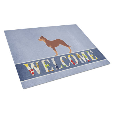 Planche à découper en verre à trésors caroline australian kelpie dog Welcome Dog