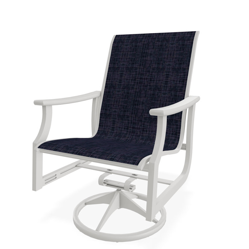 St. Catherine Polymer Outdoor Lounge Chair, Snow, Moments Navy
