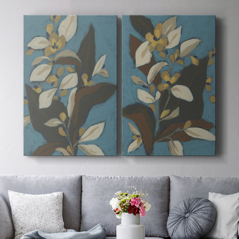 Toile tendue avec châssis «Blue Shadow Garden I» - prêt à accrocher, H 18 po x l 24 po
