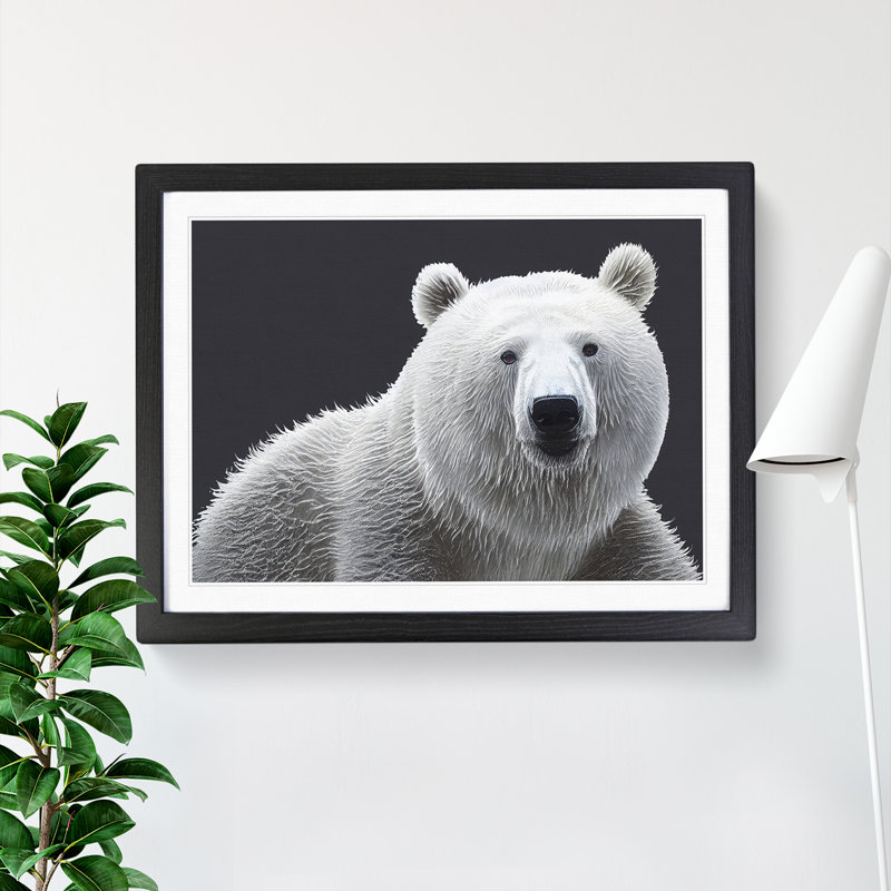 Dynamic Polar Bear - Framed Print, Black, 46cm H x 64cm W x 2cm D