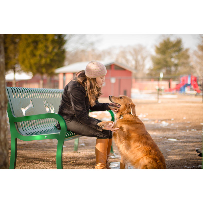 Pollitt Deluxe Steel Park Bench, Green