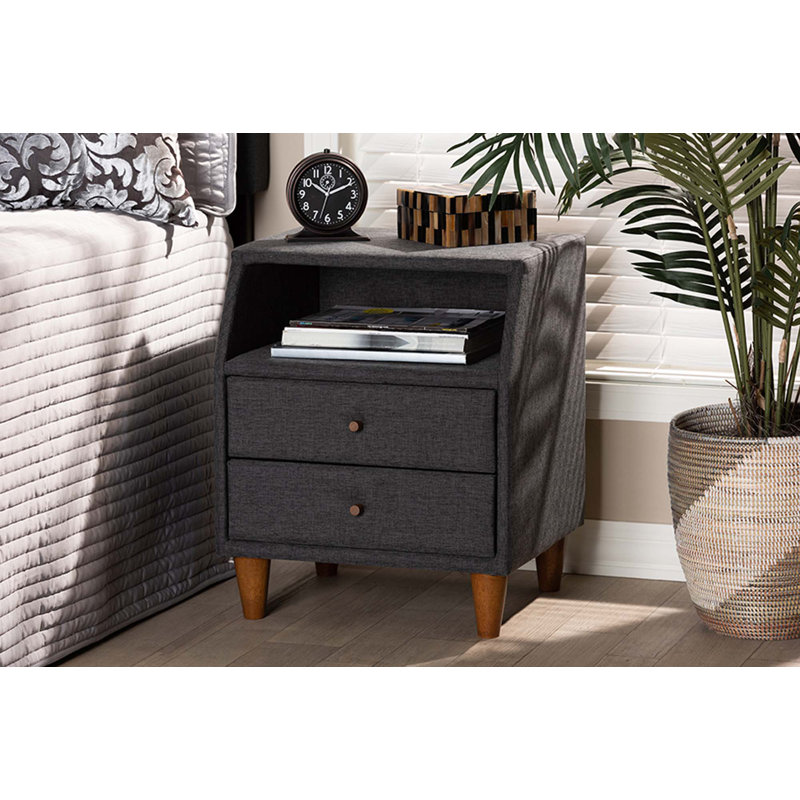 Table de chevet 2 tiroirs Jonesy, Gris anthracite