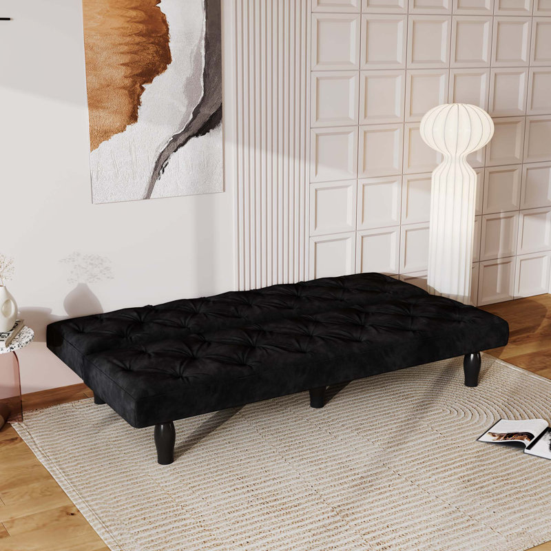 66" Velvet Sofa Bed, Black