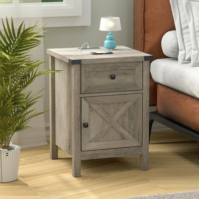 Table de chevet avec station de charge Farmhouse