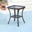 Schutt Wicker Rattan Side Table With Glass Top