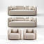 3311, canapé de luxe moderne pour le salon, beige, rembourré et rembourré en molleton Boucle pour bureau personnel, 8 places, beige clair