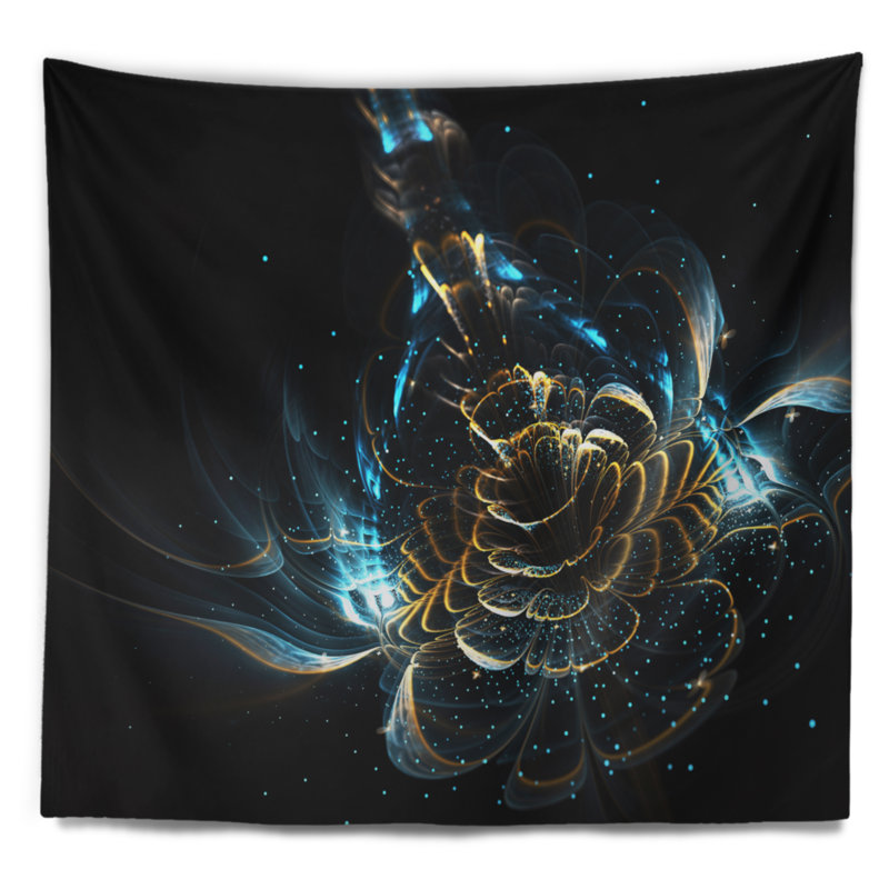 Tapisserie florale florale bleue brillante, H 32 po x l 39 po