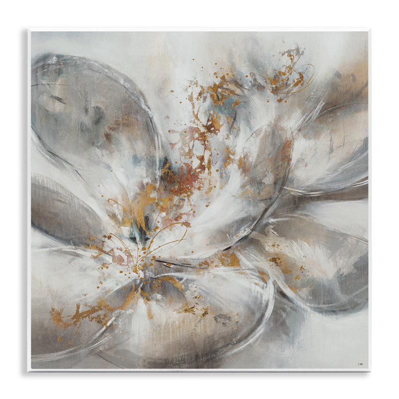 «Abstract Flower Bloom Gray Gold», reproduction d'art
