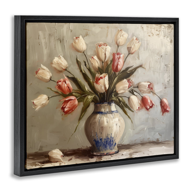 Cadre flottant Quiet Spring Tulips, design par Arlington Prints, Cadre flottant noir de jais, H 17 po x l 21 po