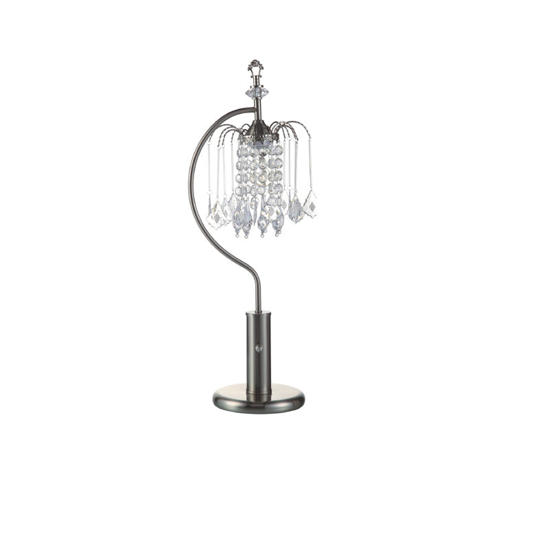 Lampe de table arquée 27 po Roxane, Argent, H 27 po x l 9 po x P 9 po, À 3 voies