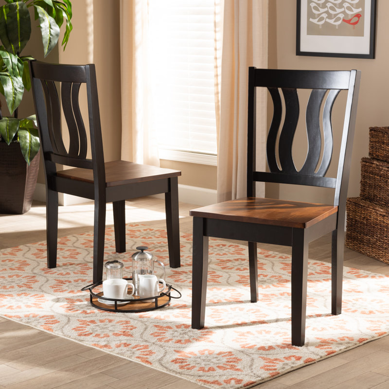 Arashel 17.7'' H Solid Wood Side Chair, Dark Brown, Walnut Brown