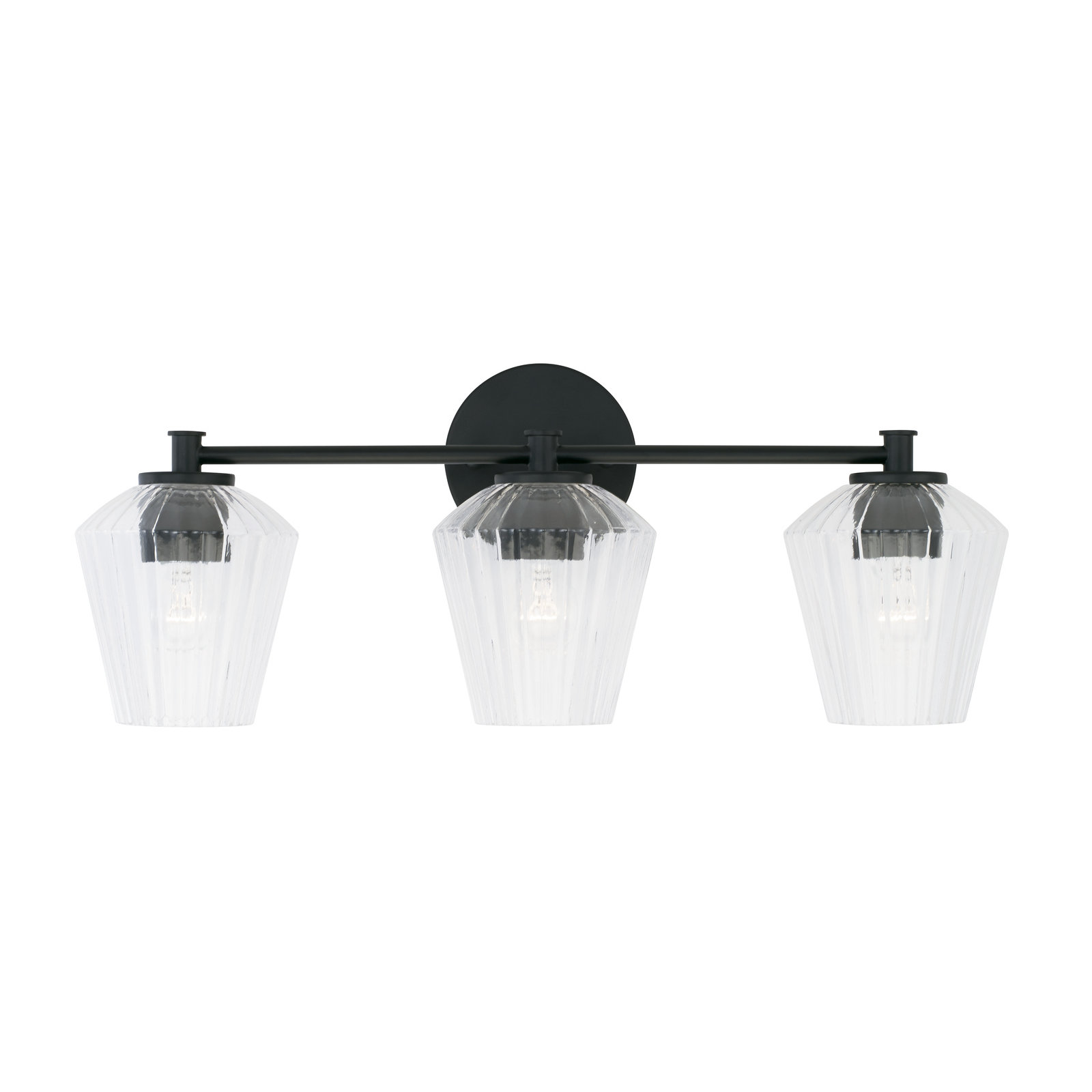 Depner 3 Light Ribbed Dimmable Vanity Light, Matte Black