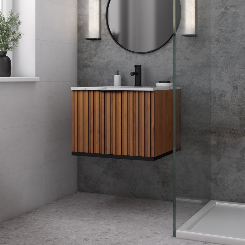 Terra 24'' W Single Vanity, Matte Black, Carrara Marble/Single Faucet Mount