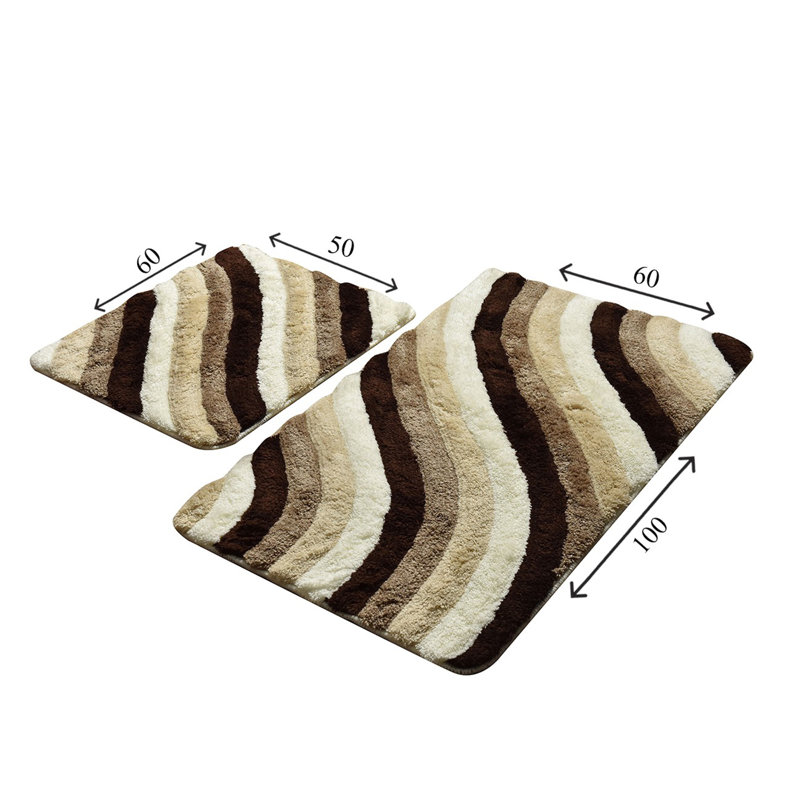 Ensemble de 2 tapis de bain Caulkins, Brun / blanc
