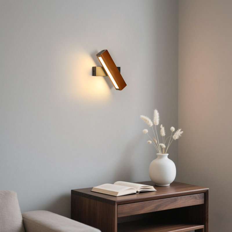 Walnut 21cm 3000K Rectangular LED Wall Light