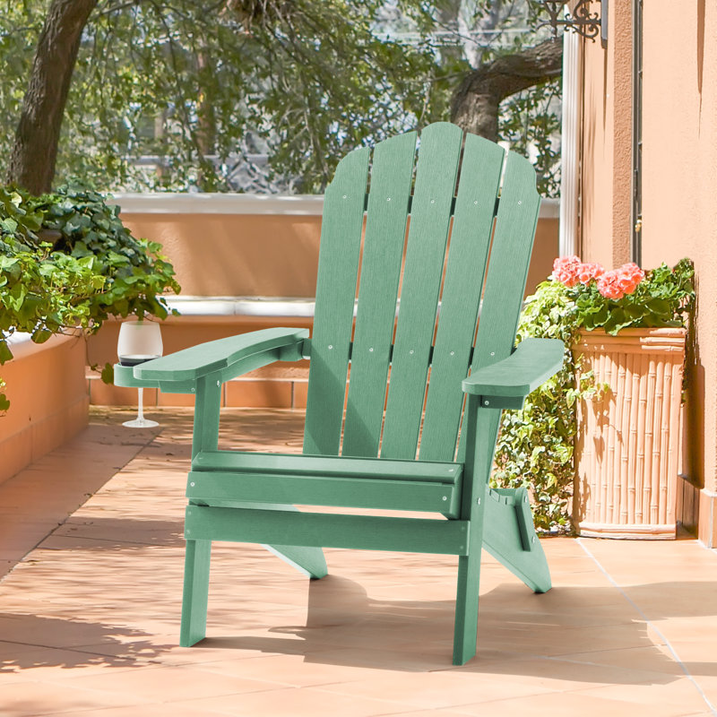 Volkard Foldable HIPS Adirondack Chair, Deep Green