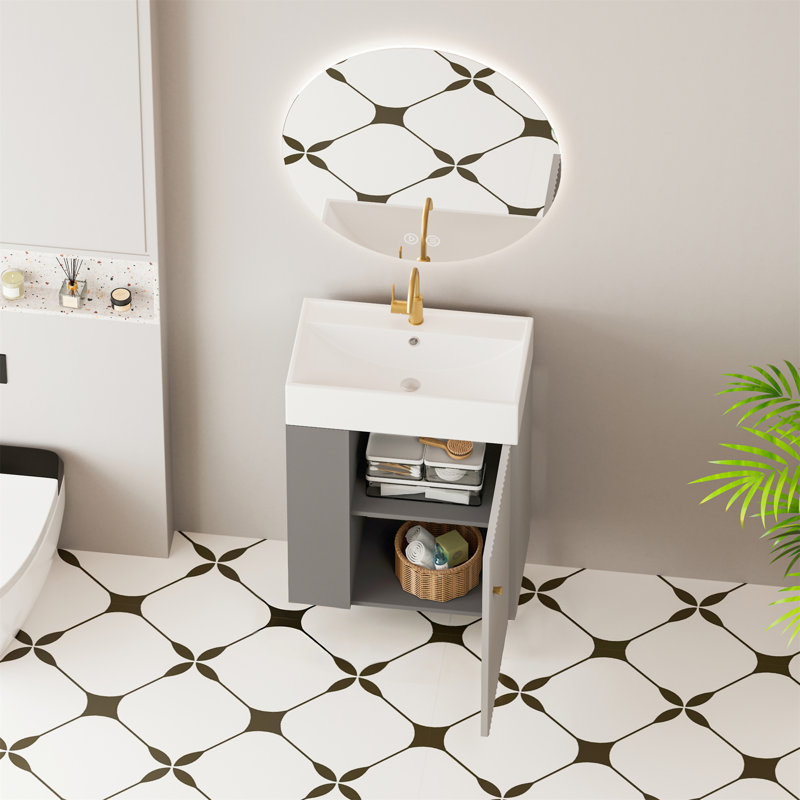 Meuble-lavabo mural 21,6 po avec lavabo en céramique