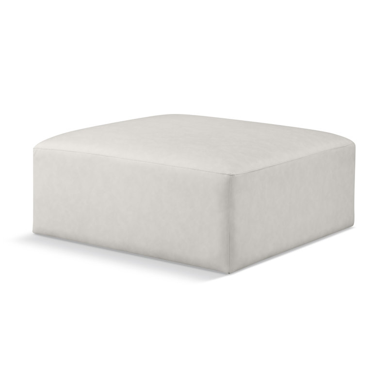 Iyonnie Upholstered Ottoman, Cream Vegan Leather