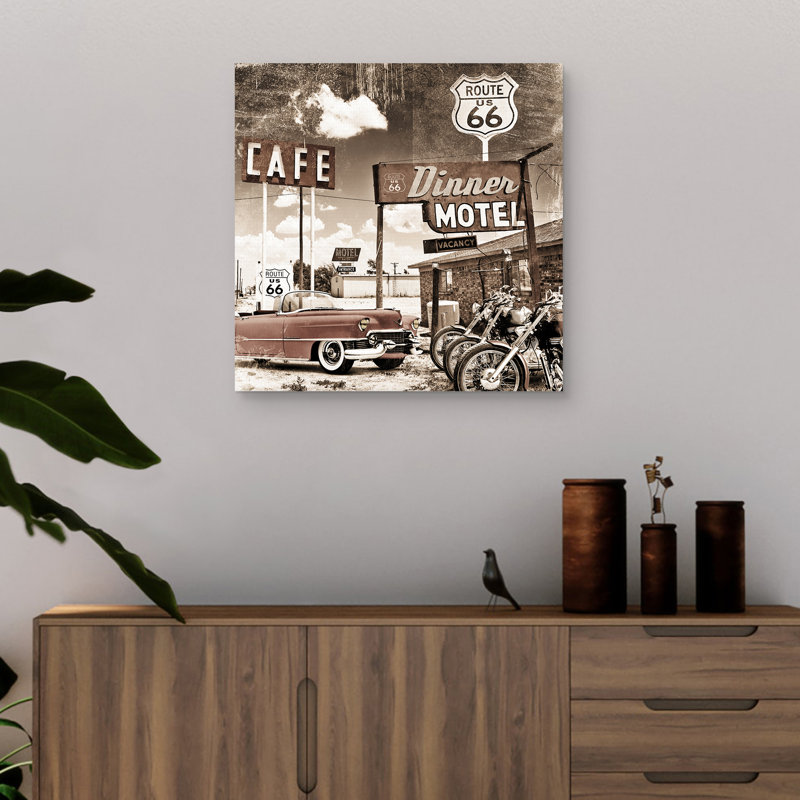 Vintage Road Trip Café - impression sur toile tendue