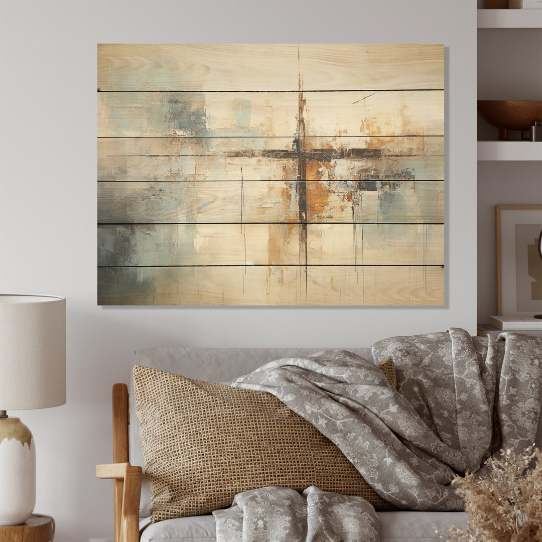 Minimalism Christianity Cross Dream I - Christianity Wood Wall Art On Natural Pine Wood Ivy Bronx 