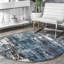 Tapis à motif abstrait pour le salon, la chambre à coucher, la salle à manger et la cuisine Elliott, bleu sarcelle / ivoire-48816309