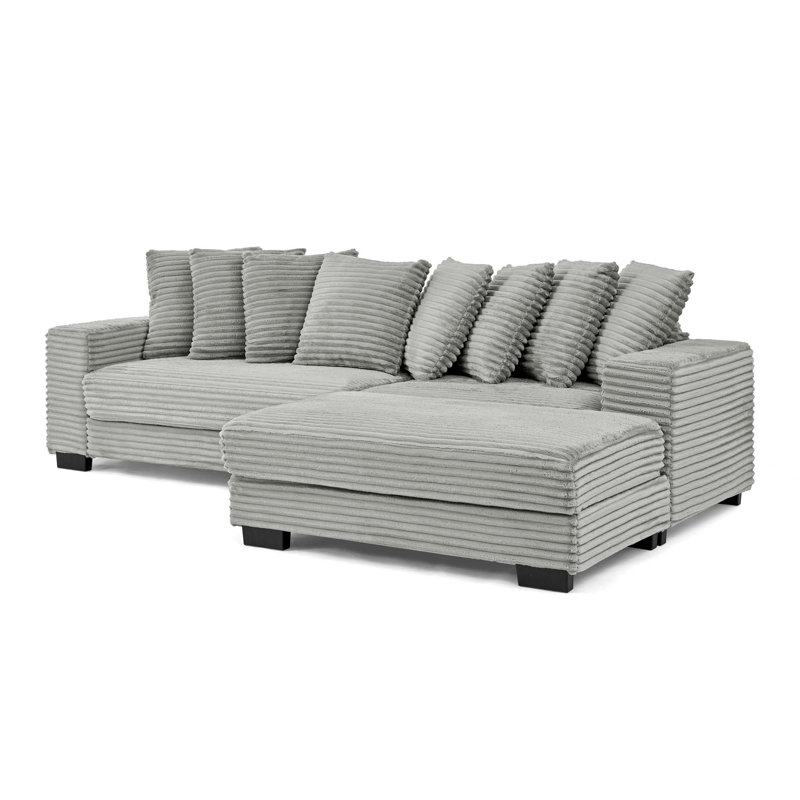 Corduroy Tufted Upholstered Sleeper Sectional Sofa, L-Shaped Modular Convertible Sofa,Can Freely Change The Position of The Footrests