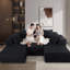 (Old SKU: W3163S00042) Canapé modulaire en U modulaire 8 pièces, grand canapé convertible avec méridienne et lit surdimensionnés, revêtement en velours côtelé de luxe, aucun assemblage requis, noir