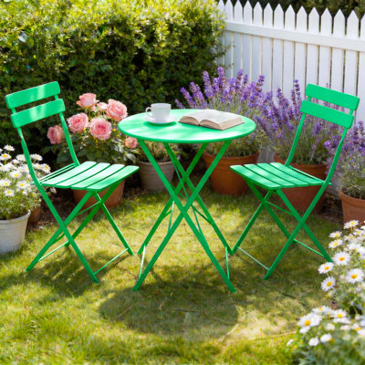 3-Piece Folding Patio Bistro Set – No Assembly, Water-Resistant Metal, Easy Storage