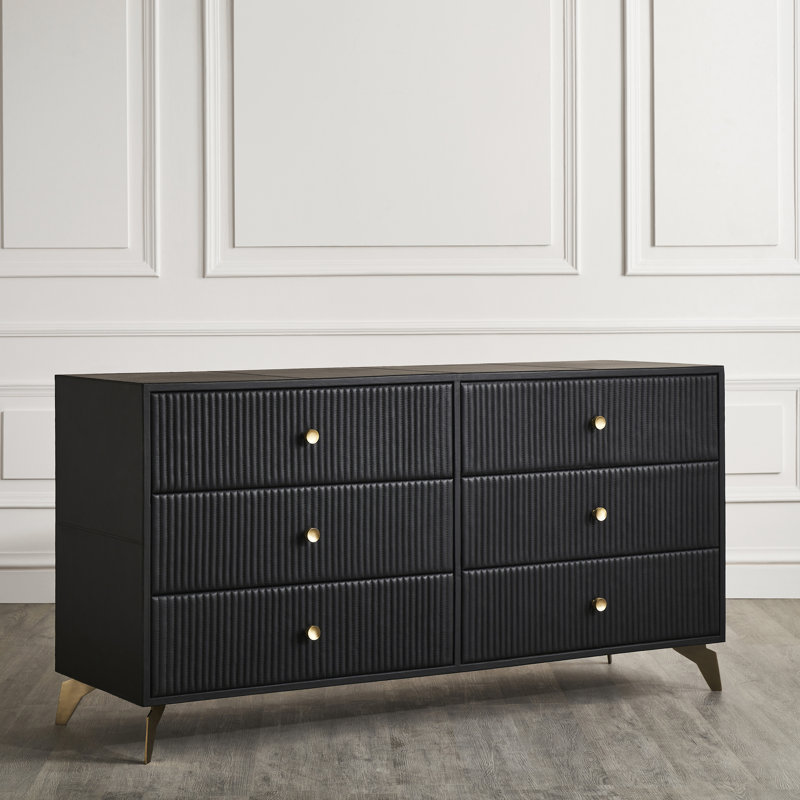Commode à six tiroirs Stanford, Noir, noir, noir, noir