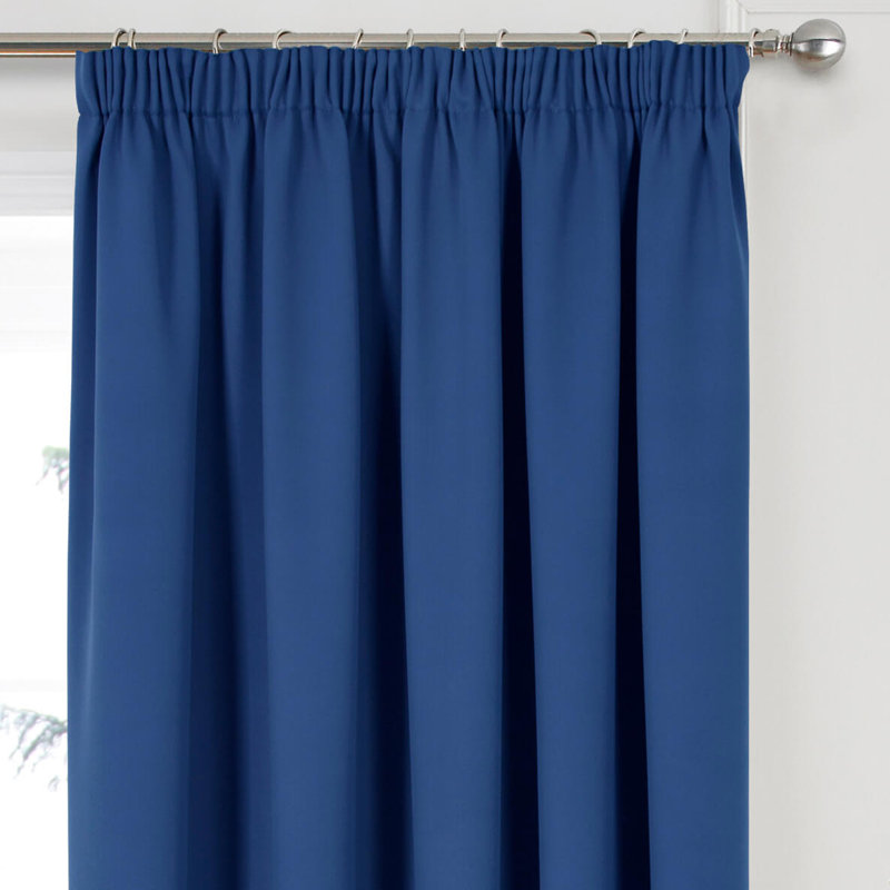 Khaidyn Pencil Pleat Room Darkening Curtain, 114 W x 137 D cm, Blue