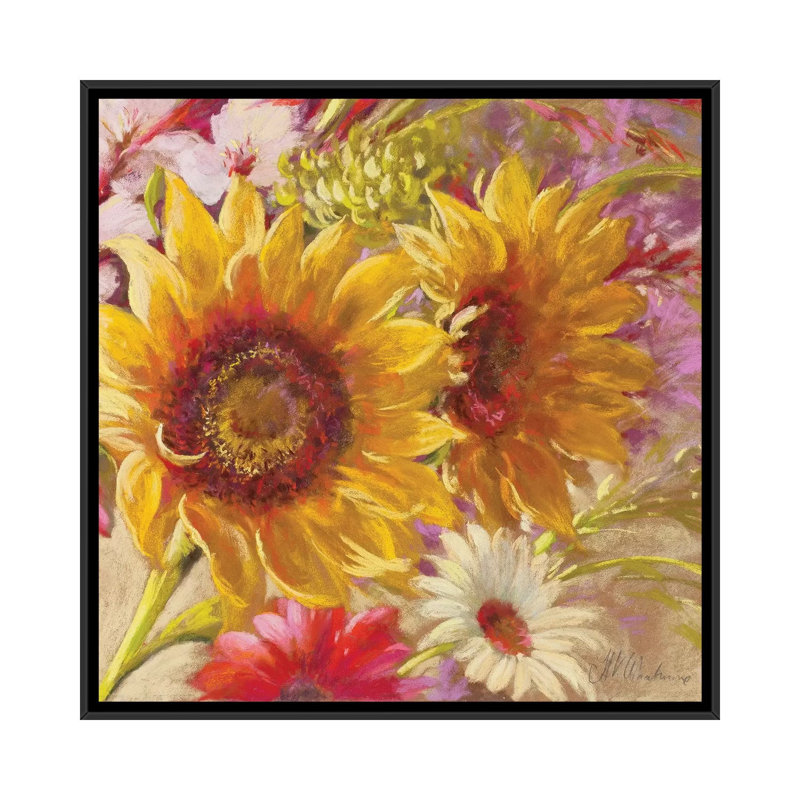 « summer time filles », impression sur toile, H 18 po x l 18 po x P 1,5 po, Toile avec cadre flottant noir, Pas de tapis