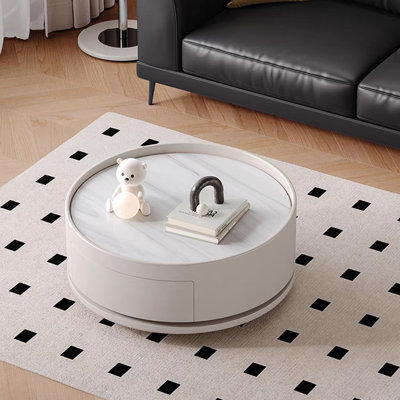 Minimalist cream style rotating end table