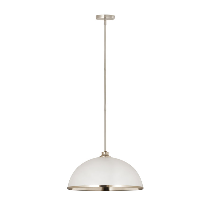 Hagberg 1 - Light Single Pendant, Brushed Nickel, Matte White, 13" H x 20" W x 20" D