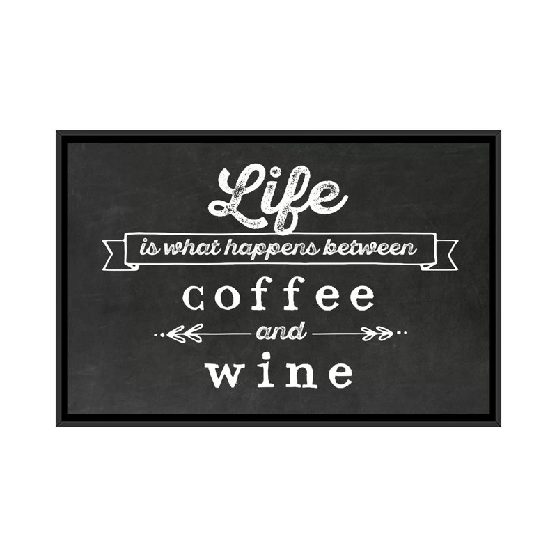 «Coffee & Wine» par Amanda Murray, reproduction sur toile, H 32 po x l 48 po x P 1,5 po, Toile avec cadre noir