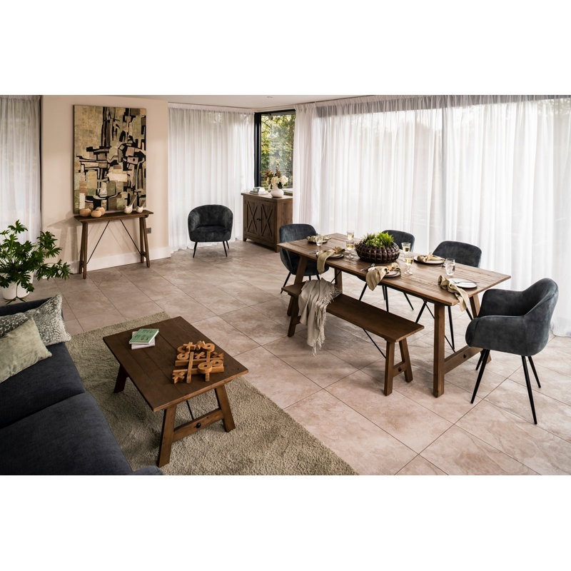 44cm H Velvet Upholstered Armchair, Charcoal