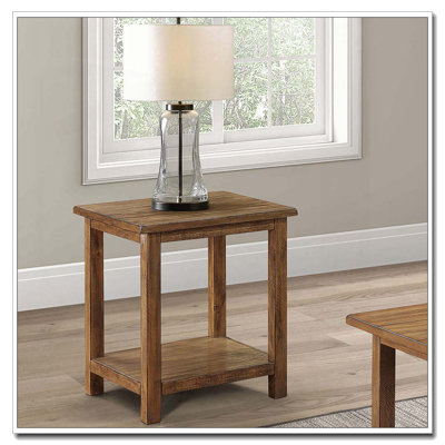 Table de bout en bois brun vieilli avec tablette Castleton