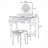 Spacious Storage Vanity Desk with Reversible Four-Leaf Mirror & Cushioned Stool