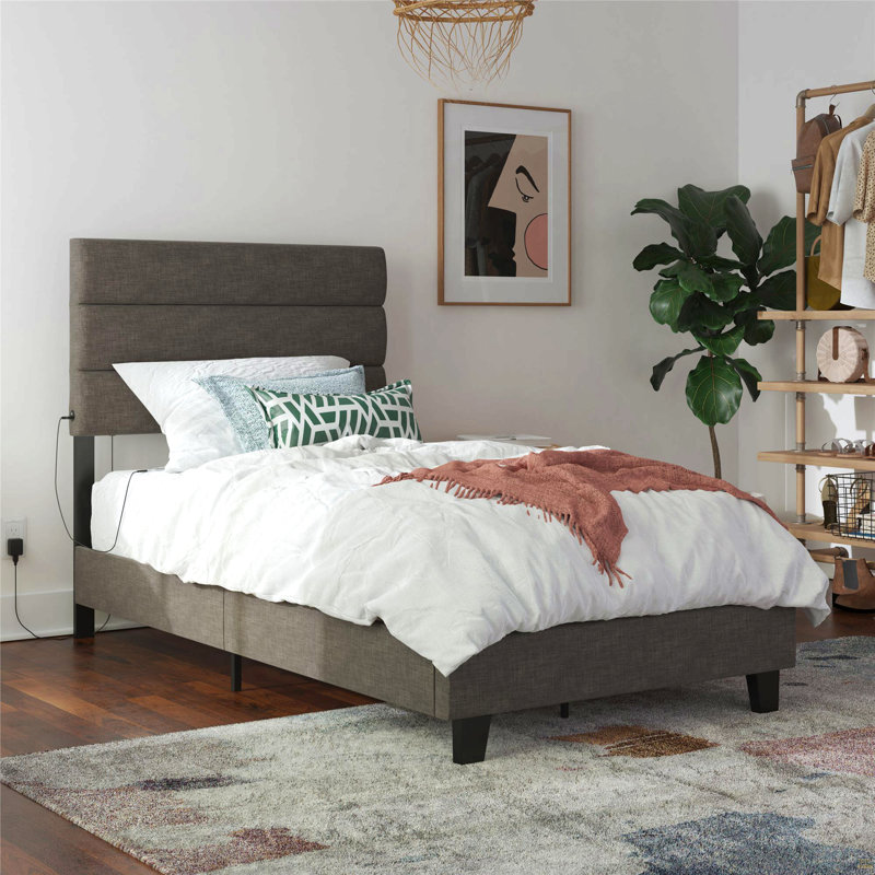 Upholstered Bed With USB