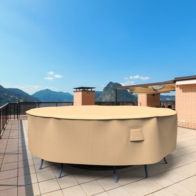 Housse pour ensemble de table et chaises de patio rondes Ivan