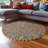 MODWOOL 47" Round Wool Ball Area Rug - Yellow/Grey/White