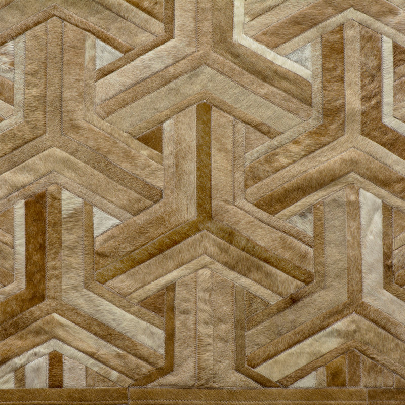 Nemesis Cowhide Geometric Area Rug, Rectangle 9' x 12'
