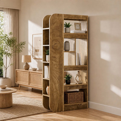 71" Freestanding Multi-Shelf Privacy Partition, Decorative Room Separator Screen for Living Room