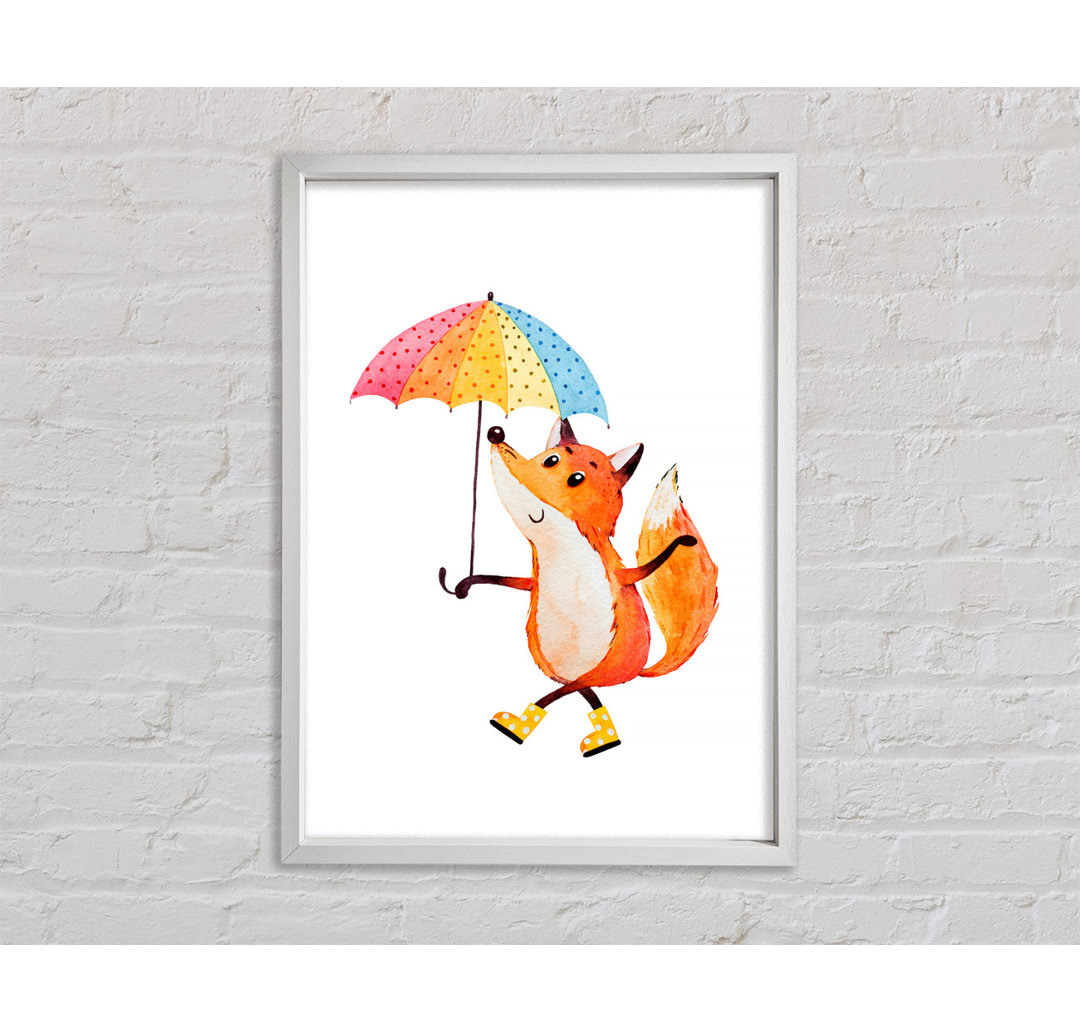 Foxy In The Rain - Einzelner Bilderrahmen Kunstdrucke auf Leinwand