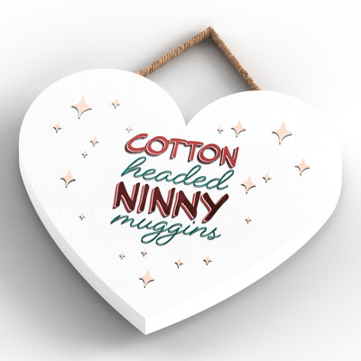 Xmas Cotton Headed Ninny Muggins Wooden Heart Plaque