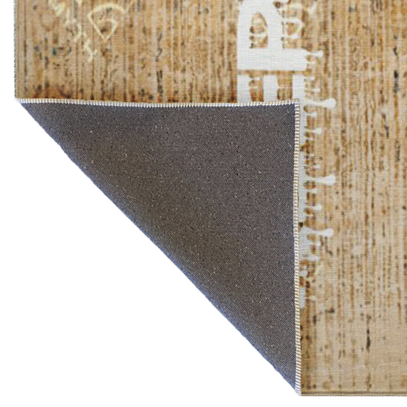 Tapis décoratif moderne à motif beige Keep Off, Rectangle 5 pi x 7 pi 7 po