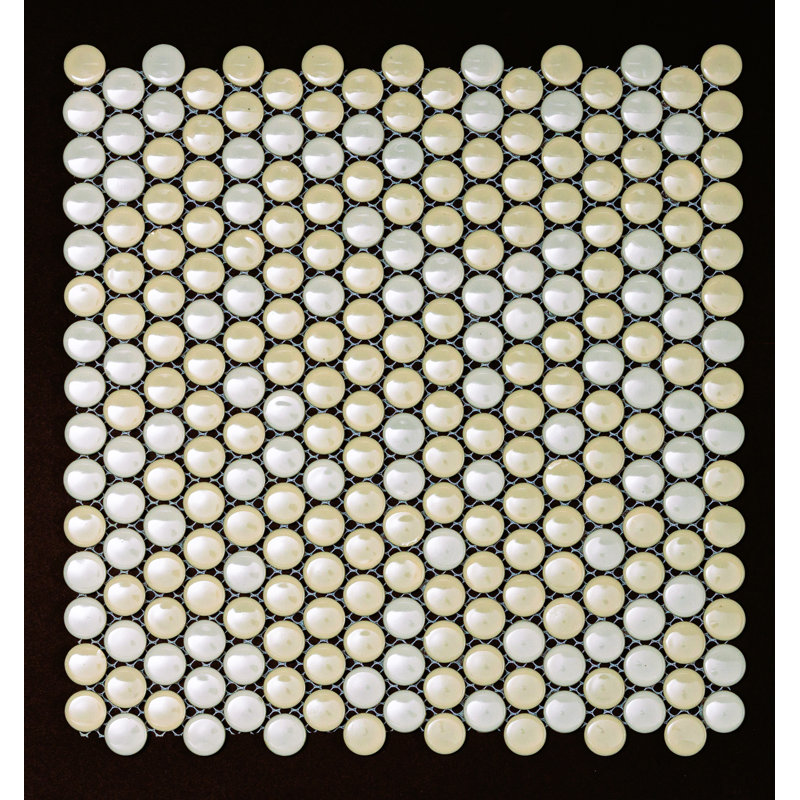 Mosaïque à pois 1 po beige et blanc brillant