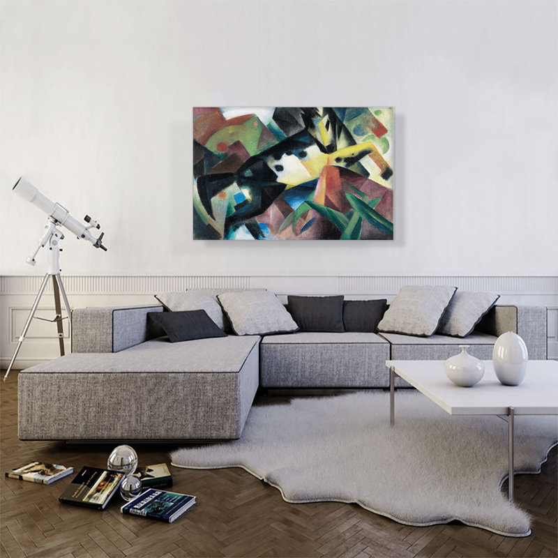 Reproduction d'art sur toile tendue, "J Jump Horse 1912" par Franz Marc, H 26 po x l 40 po x P 0,75 po